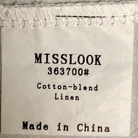 MissLook White Cap Sleeve Button Front Cotton Blend Linen Size M - Picture 5 of 7